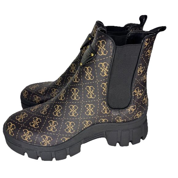 GUESS Women's Hestia Brown Logo Ankle Boot Platform Shoes - Size 8.5 M - Picture 8 of 15